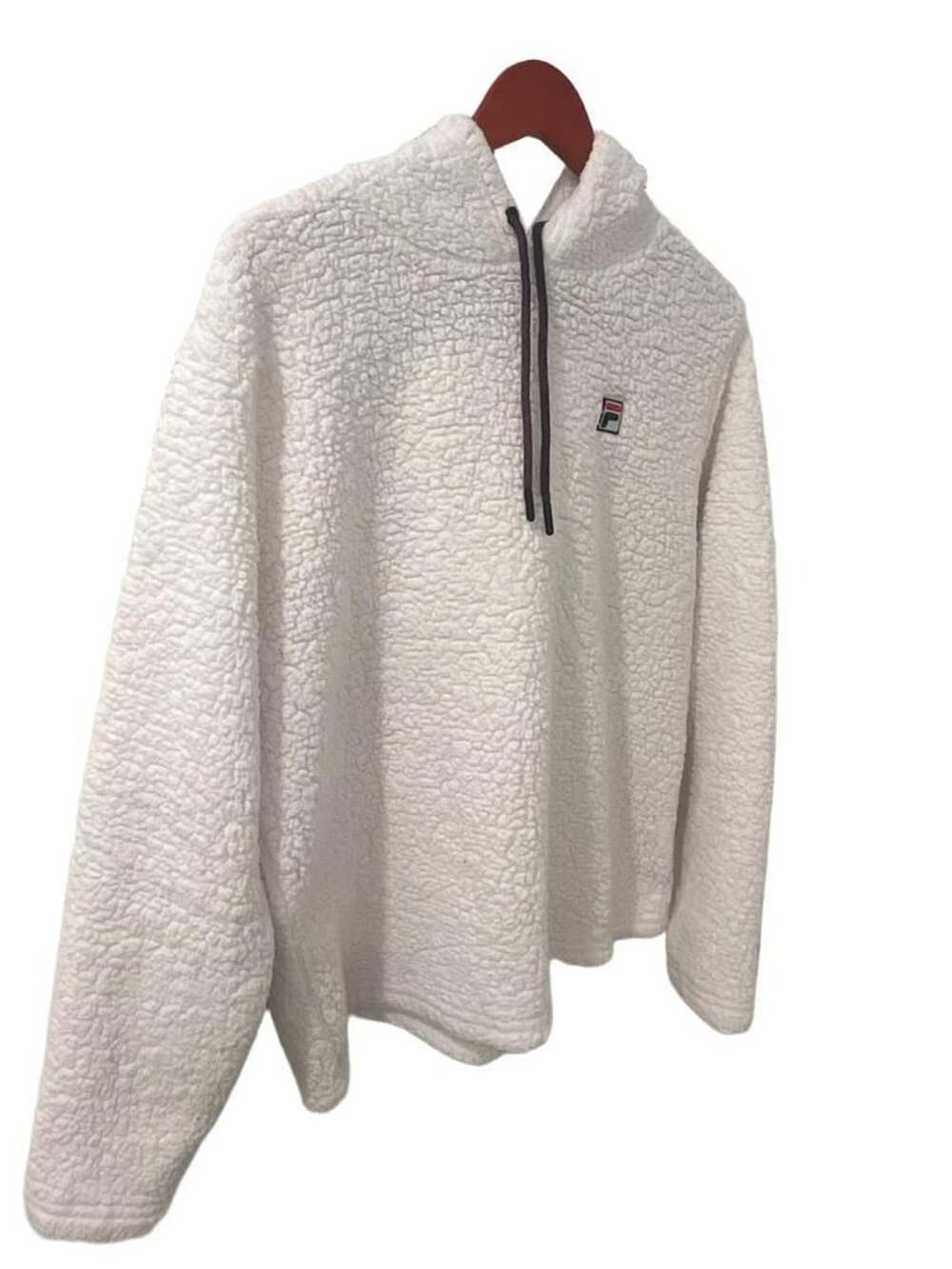 Fila Sherpa Hoodie Size XL White Fleece Pullover
